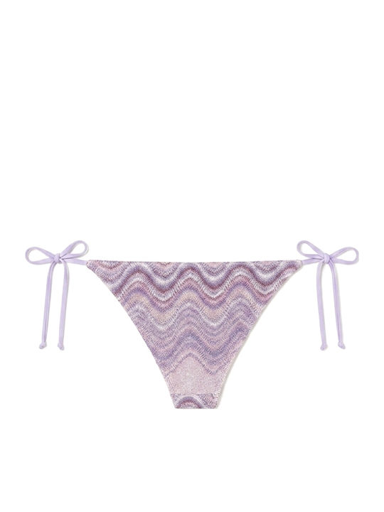 Virgo Bikinihosen Slip mit Schnürung Weiß- Lila- Rosa