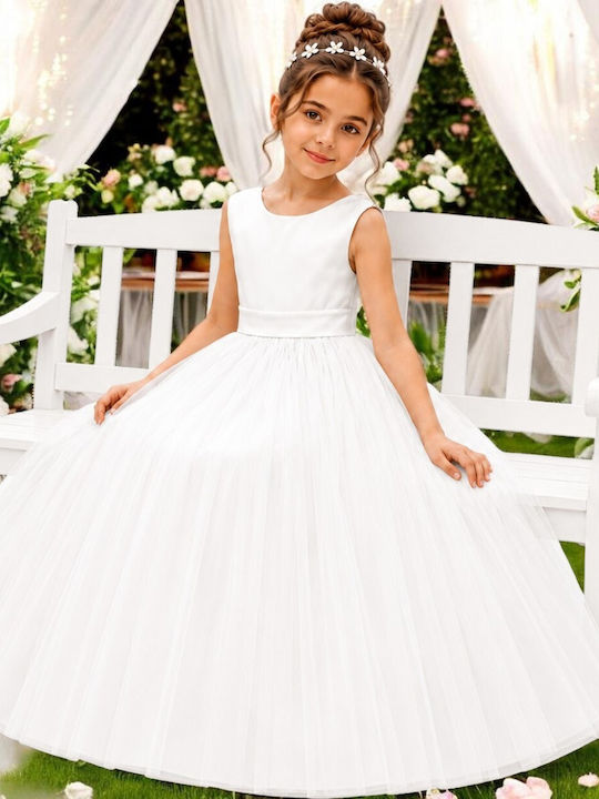 Kinderkleid Ärmellos Für Blumenmädchen Weiß