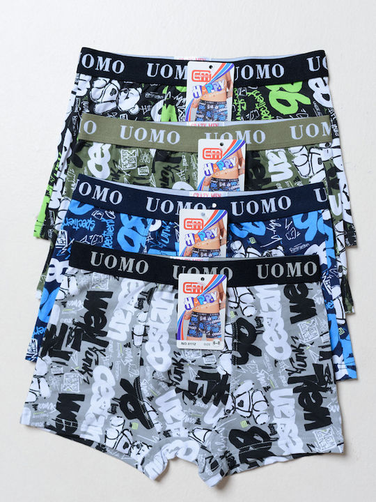 Uomo Set Lenjerie Pentru Copii Boxeri 4 Bucăți Multicolori