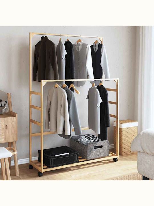 vidaXL Teleskopischer Boden Kleiderständer aus Bambus Braune 90x35x155cm