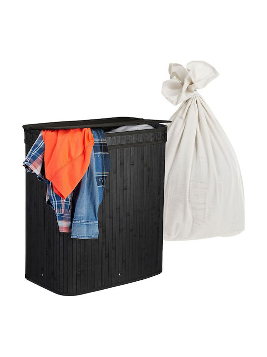 Relaxdays Coș de Rufe din Lemn 63x52x32cm Negru Relaxdays Coș de Rufe din Lemn 63x52x32cm Negru