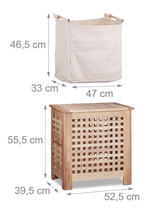 Relaxdays Coș de Rufe din Lemn 70l 55.5x39.5x52.5cm Maro