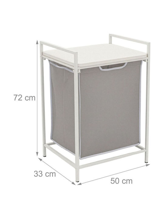 Relaxdays Wäschekorb Metallisch 65lt 72x50x33cm Weiß