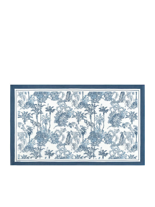 Mc2 Saint Barth Thaiti Silk Jungle Oceania Long Pareo Women Mc2 Saint Barth White Blue Tait001-09735l