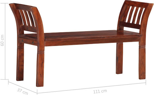 Dining Bench With Wooden Brown Surface 111x37x60cm