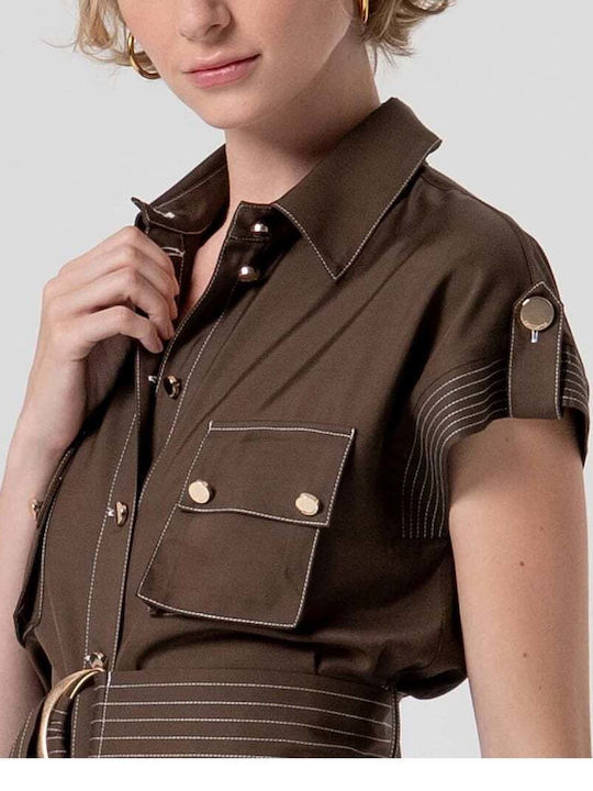 Sleeveless Women's Shirt Brown