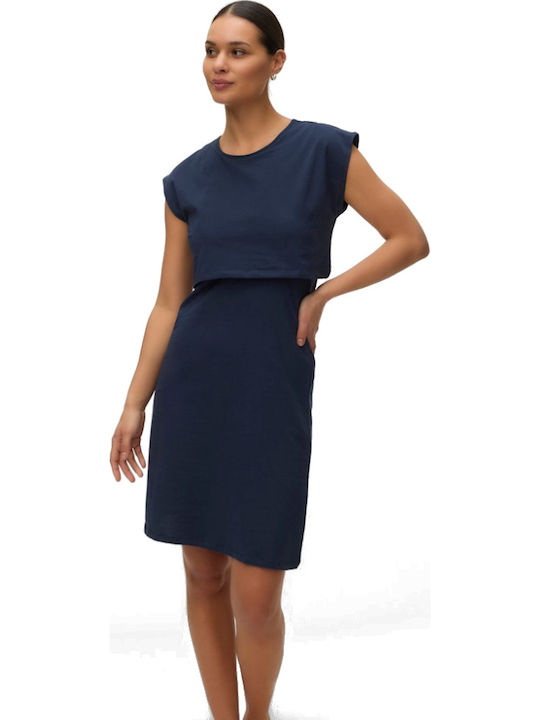 Maternity Nursing Dress Short Blue 20021366 Abk Mamalicious