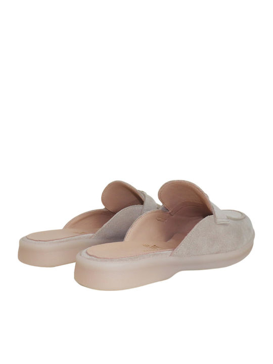 Leather Mules With Heel In Brown Colour