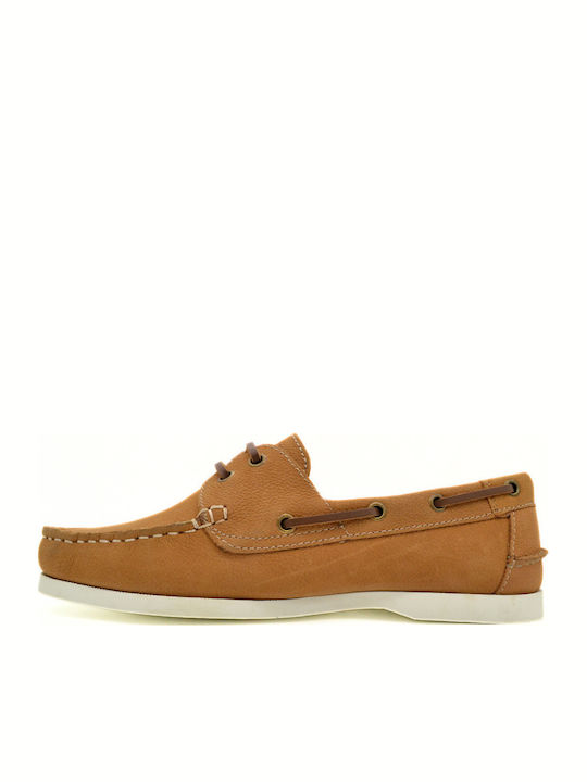 Leather Men's Boat Shoes in Tabac Brown Colour
