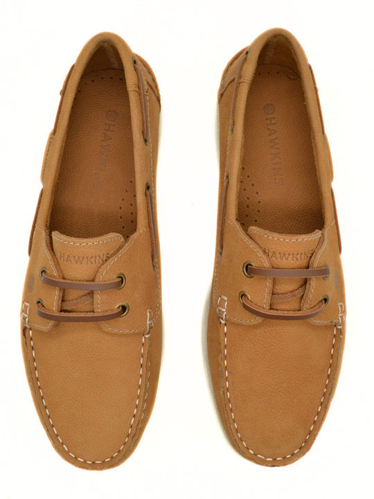 Leather Men's Boat Shoes in Tabac Brown Colour