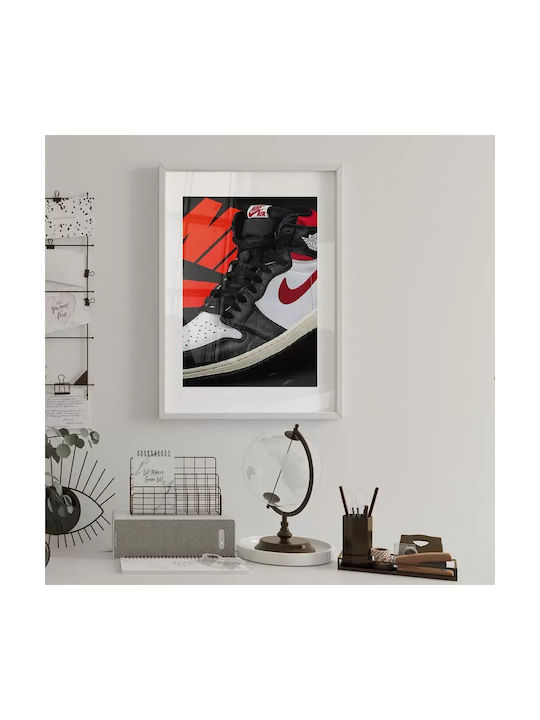 Poster Red N Black Jordan Sneakers Kds004a 40cm X 50cm Premium Μαύρο Ξύλινο Κάδρο