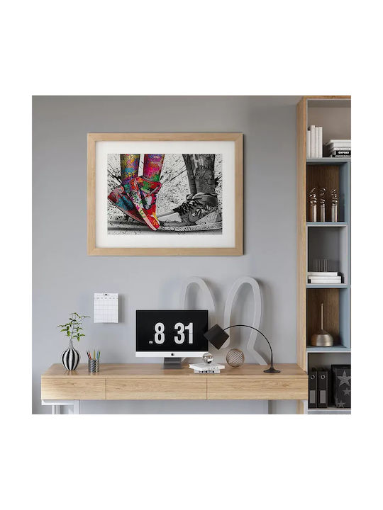 Poster Graffiti Sneakers Snk070 40cm x 50cm Premium Schwarzer Hölzernes Rahmen