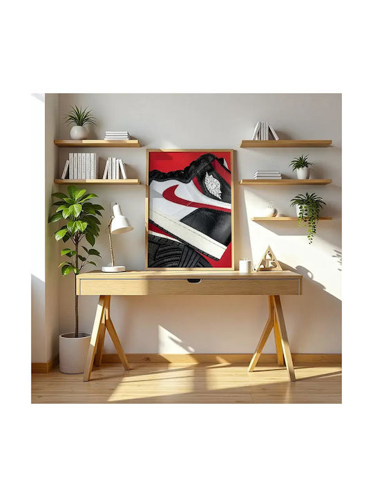 Poster Red N Black Jordan Sneakers Kds004b 40cm X 50cm Premium Black Wooden Frame
