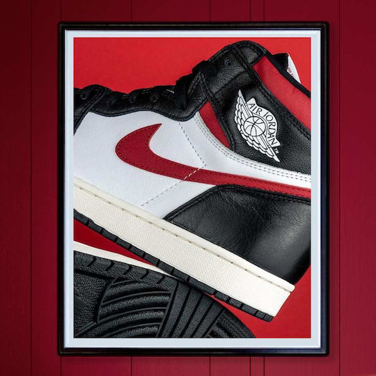 Poster Red N Black Jordan Sneakers Kds004b 40cm X 50cm Premium Black Wooden Frame