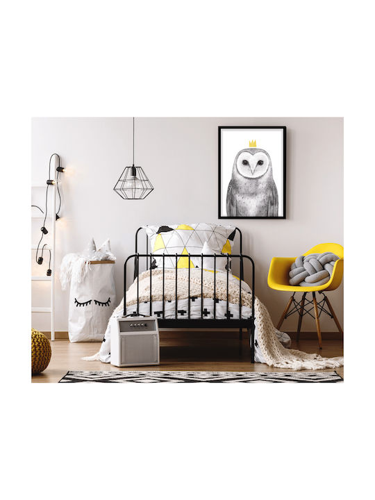 Kids Wall Art Queen Owl with Black Wooden Frame 40x50cm