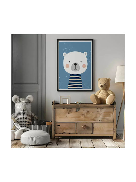 Παιδικό Κάδρο Little Bear με Μαύρη Κορνίζα από Ξύλο 40x50εκ.