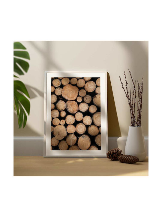 Poster Logs Pst25112 40cm X 50cm Premium Μαύρο Ξύλινο Κάδρο