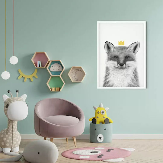 Παιδικό Κάδρο Queen Fox με Μαύρη Κορνίζα από Ξύλο 40x50εκ.