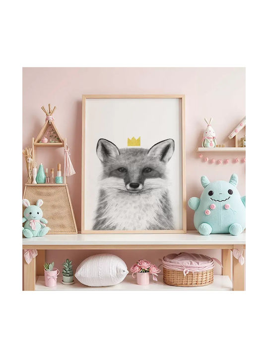 Παιδικό Κάδρο Queen Fox με Μαύρη Κορνίζα από Ξύλο 40x50εκ.