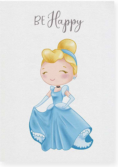 Kids Framed Cinderella Wall Art With Black Wooden Frame 40x50cm