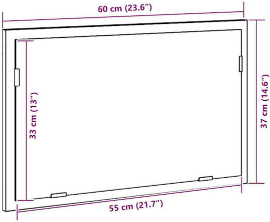 vidaXL Bathroom Mirror Led 60x37cm Black