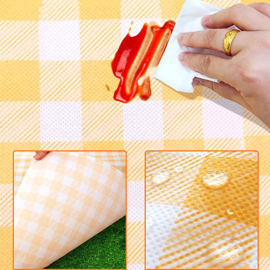 Picnic Blanket Handbag Type Foldable Waterproof Beach Camping 100x150cm Yellow-white