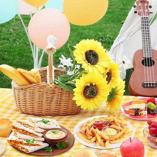 Picnic Blanket Handbag Type Foldable Waterproof Beach Camping 100x150cm Yellow-white