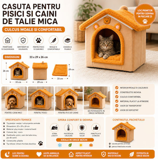 Redline Căsuță Pentru Câini Din Țesătură Pentru Interior Maro 33x29x26cm