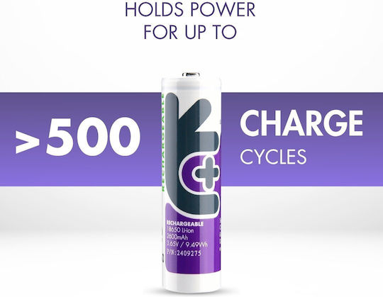 Uniross Επαναφορτιζόμενη Μπαταρία 18650 Li-ion 2600mAh 3.65V