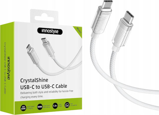 Innostyle USB 2.0 Kabel USB-C männlich - USB-C / USB-A 60W Weiß 2m SCC150WHT