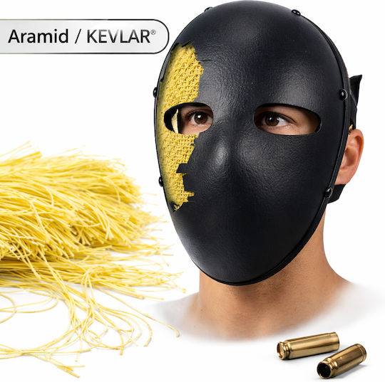 Ballistic Protective Mask Nij Iiia Aramid Kevlar Resistant To 9mm 44 Magnum Adjustable Fixing System Black