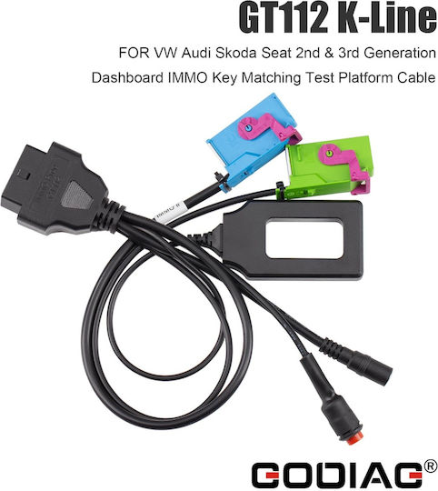 Godiag GT112 K-Linie Kabel Immo Test Schlüssel Synchronisation Kompatibel Vw Audi Skoda Seat Generation 2 3 Verbindung Zum Armaturenbrett Uhren OBD 2