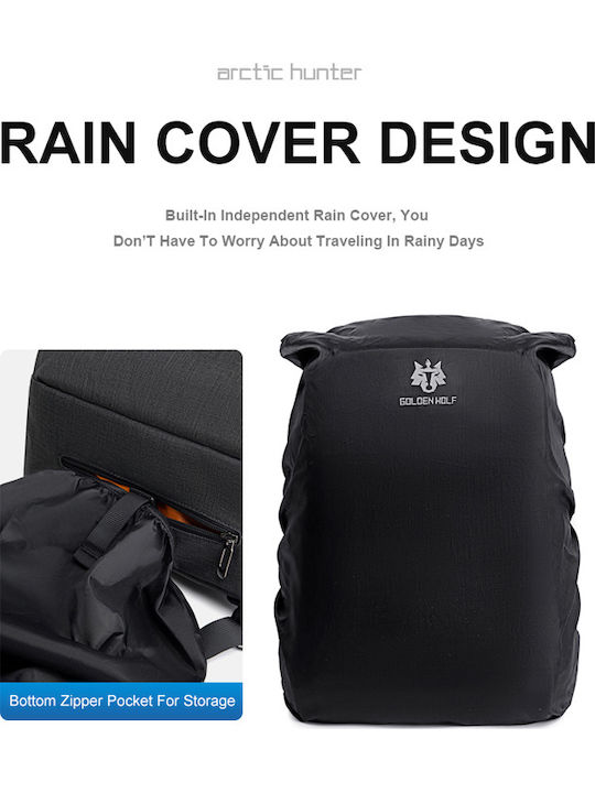 Golden Wolf Wasserdichte Rucksack für Laptop 15.6" mit USB-Anschluss in Schwarz Farbe GB00375-BK