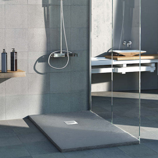 Sanitec Flat Stone Ντουζιέρα Τεχνητής Πέτρας 160x80cm Γκρι