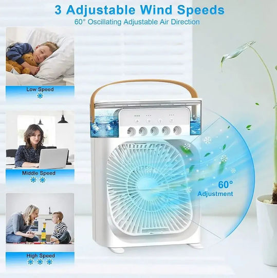 Spring SDS-21148 Ανεμιστηράκι USB με Νερό και Φωτισμό 5W Λευκό