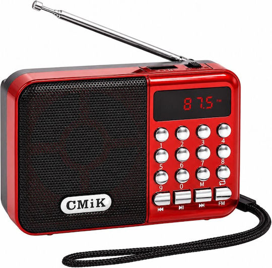 Cmik MK-066BT Ραδιοφωνάκι Επαναφορτιζόμενο με USB Κόκκινο