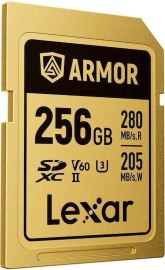Lexar Armor Gold Карта Памет Lsdamgl256g-rnnng 256GB SDXC UHS-II U3 V60 Неръждаема Стомана IP68