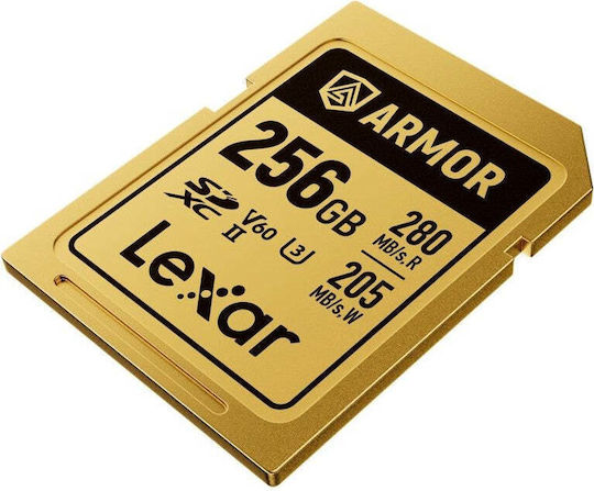 Lexar Armor Gold Карта Памет Lsdamgl256g-rnnng 256GB SDXC UHS-II U3 V60 Неръждаема Стомана IP68