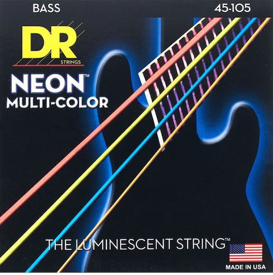 DR Neon Multi Einstellen Stahl Basssaiten 45 - 105