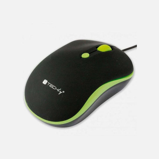 Techly IM 1600-WT-BG Ενσύρματο Ποντίκι Black/Green