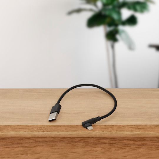 Cablexpert Braided USB to Lightning Cable Μαύρο 0.2m (CC-USB2-AMLML-0.2M)