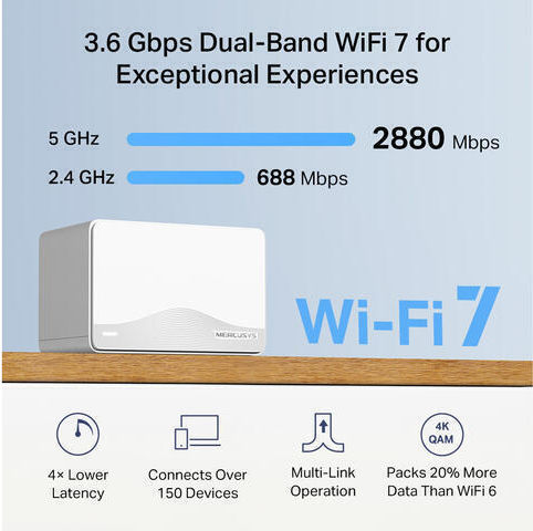 Mercusys H25BE WiFi Mesh Network Access Point Wi‑Fi 7 Dual Band (2.4 & 5GHz) in Triple Kit