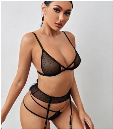 Prestige Комплект Жартиери Дамски С Дантела Regular Fit 7062-black