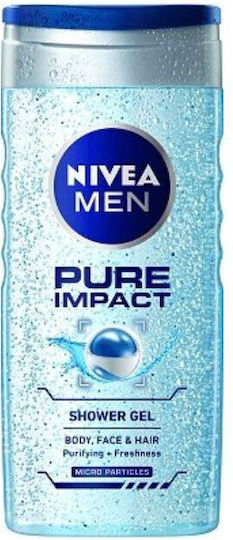 Nivea Men Pure Impact Shower Gel Шампоан за Всички Типове Коса 250мл