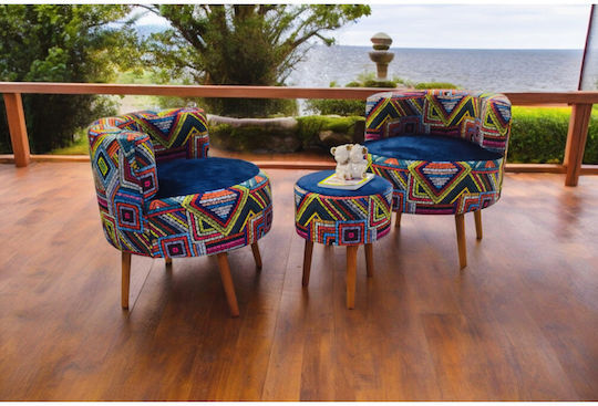 Living Room Furniture Set 2 Armchairs & Stool