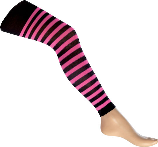 Carnival Striped Leggings Black Fuchsia Clown C-71388