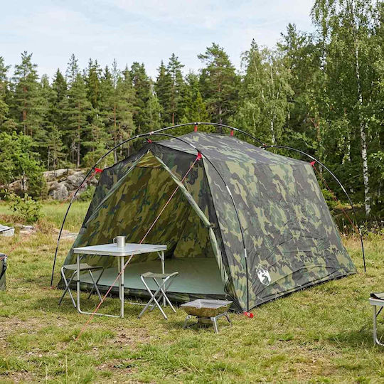 vidaXL 185t Σκηνή Camping Τούνελ Πράσινη 4 Εποχών για 2 Άτομα 210x130x108εκ.