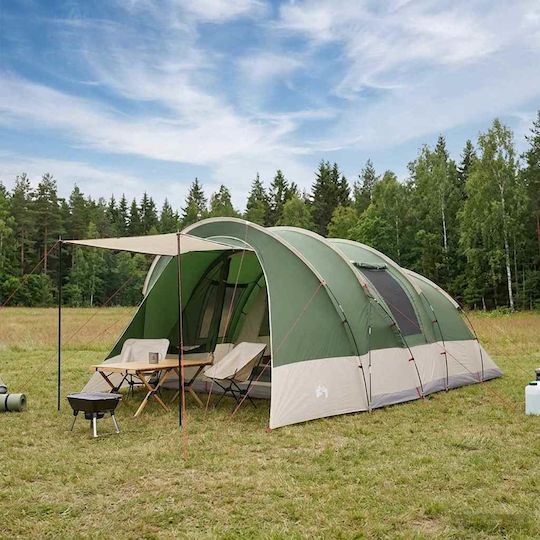 vidaXL Camping Tunnel Tent Green 560x395x212cm