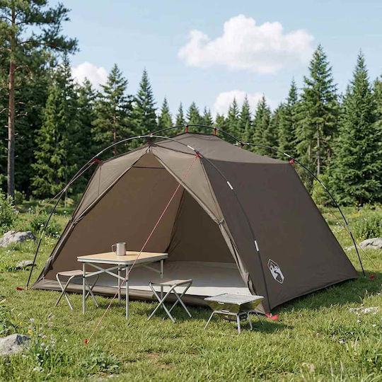 vidaXL Camping Tent Tunnel Brown 4 Seasons for 4 People 244x213x135cm
