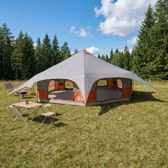 vidaXL Camping Tent Teepee Orange 4 Seasons for 18 People 540x540x335cm